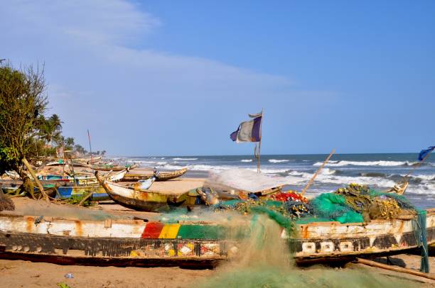 istock Boats Moored On Beach Against Sky 1406675466