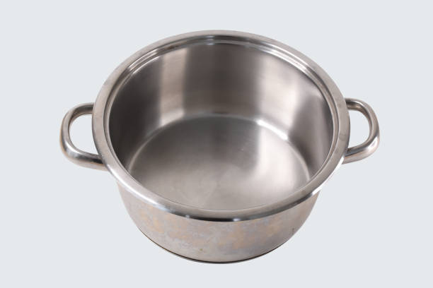 istock Old stainless steel saucepan isolated on the white background with clipping path 1406676628