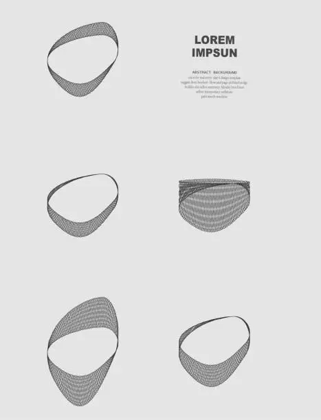 Vector illustration of set of curve ellipse smooth line decorative icon pattern for design