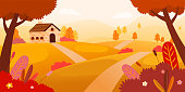 istock Beautiful Landscape With trees in autumn season 1406677172