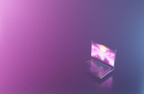 istock A portable gaming laptop with racing game 1406679225