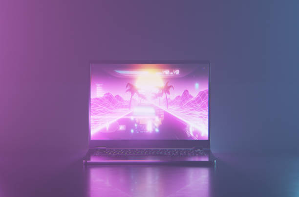 istock Racing game on a gaming laptop 1406679232