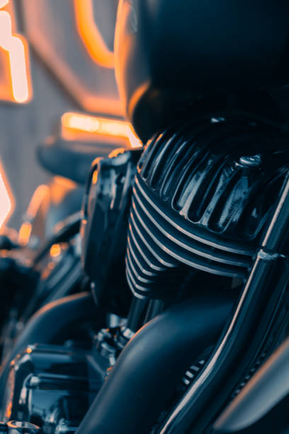 istock Headlight, turn signals and engine for custom motorcycles 1406679373