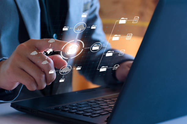 istock Digital file management concept. Businessman are accessing big data storage on Internet, Digital Storage, Cyber Security, Global Data Links, Digital Business, Files data, Internet of things. 1406682149