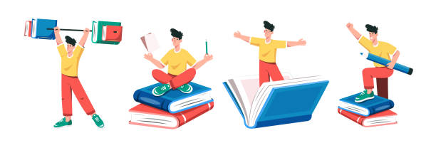 Guy with books. Character set Guy with books. Characters set. The concept of learning and self-education. concentrated solar power stock illustrations