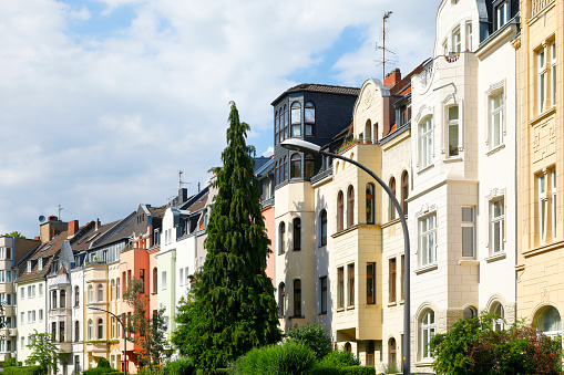 Street with residential buildings from the end of the 19th century in Cologne Klettenberg.