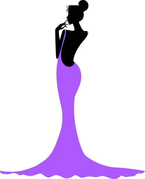 Vector illustration of silhouette woman in a wedding dress