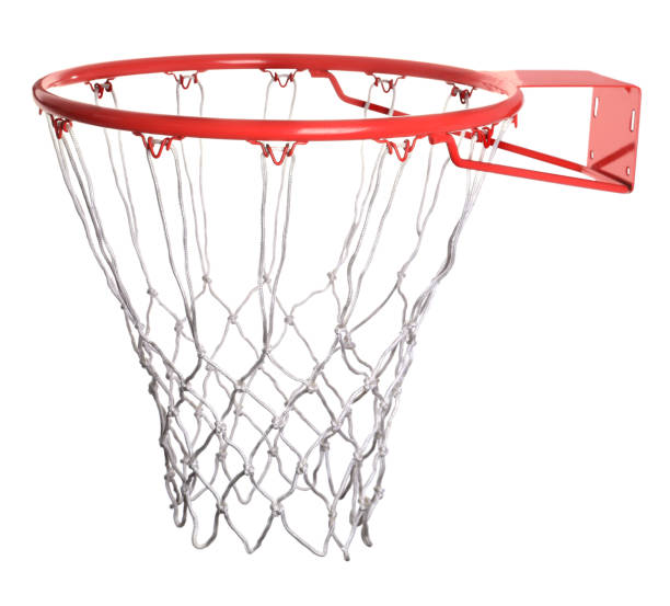 istock Modern red basketball hoop with net on white background 1406683266