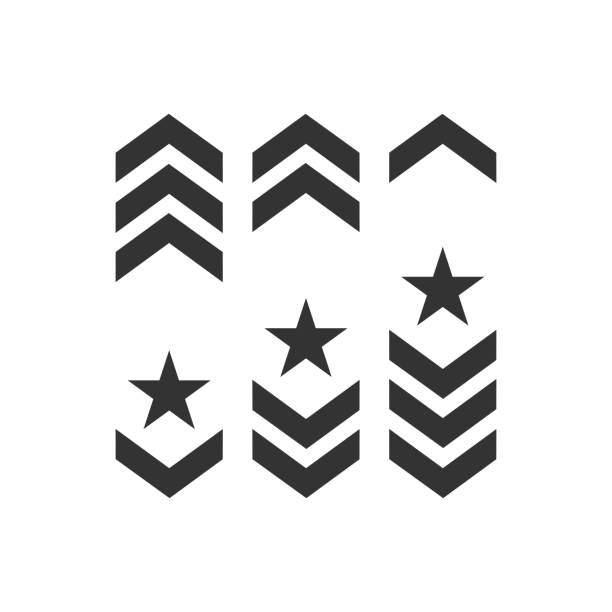 soldaten-chevron-ikone. militärisches pfeilsymbol. unterschreiben sie den vektor des armeeabzeichens. - sergeant stock-grafiken, -clipart, -cartoons und -symbole