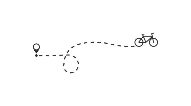 Bike path icon. Trip map symbol. Sign navigation pointer vector. Bike path icon. Trip map illustration symbol. Sign navigation pointer vector. bike hand signals stock illustrations