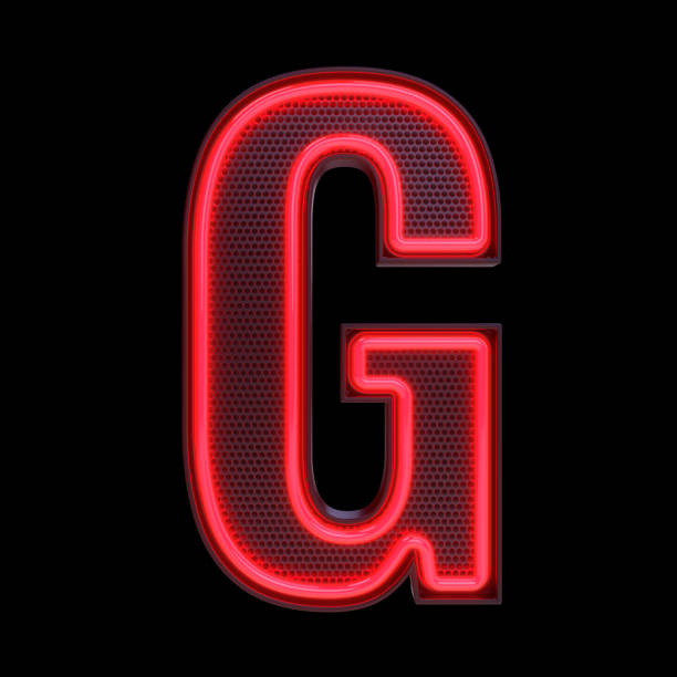 Neon retro Light Alphabet letter G isolated on a black background with Clipping Path. 3d illustration.