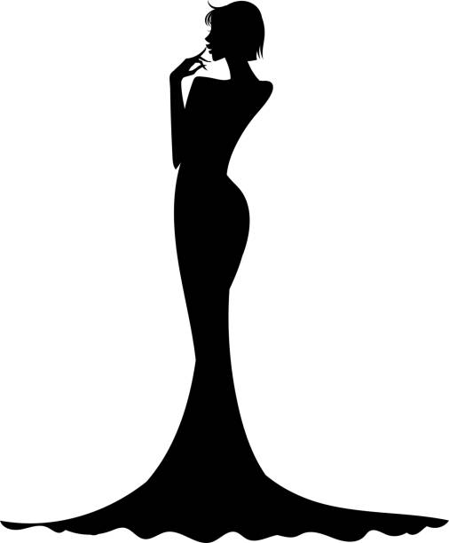 ilustrações de stock, clip art, desenhos animados e ícones de silhouette woman in a wedding dress - woman in mirror backview