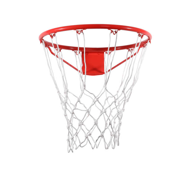 istock Modern red basketball hoop with net on white background 1406685617