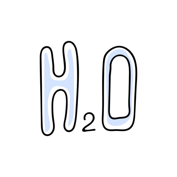 H2O in doodle style vector illustration of H2O in doodle style h20 molecule stock illustrations