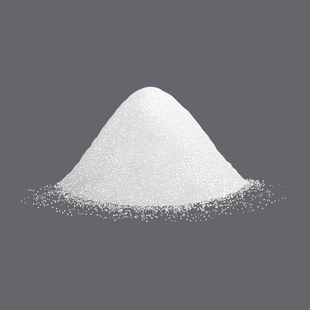 Sugar or salt heap Sugar or salt poured in a heap on a gray background. salt pile stock illustrations