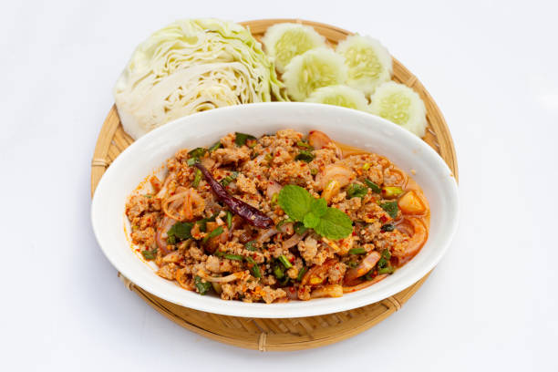 istock Thai spicy minced pork salad. 1406697660