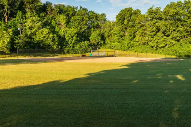 looking in towards Homeplate of this baseball field from centerfield