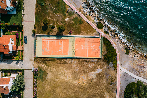 Aerial View Basketball Court