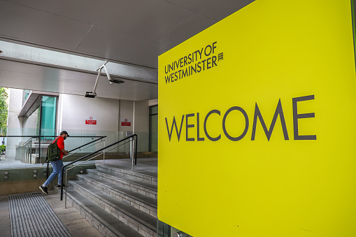 London, UK- June 28, 2022: The University of Westminster is a public research university based in London, United Kingdom.
