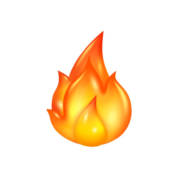 lagerfeuer lagerfeuer feuer flamme realistisches symbol. vektorillustration des infernos, loderndes aufflackern des streichholzes. cartoon leuchtendes und leuchtendes feuer, brennbares objekt, heißes glutschild - fireball fire isolated cut out stock-grafiken, -clipart, -cartoons und -symbole