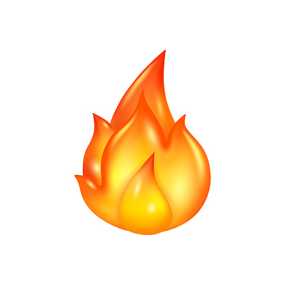 Campfire bonfire fire flame realistic icon. Vector illustration of inferno, blazing flare of matchstick. Cartoon glowing and shining fire, flammable object, hot ember sign