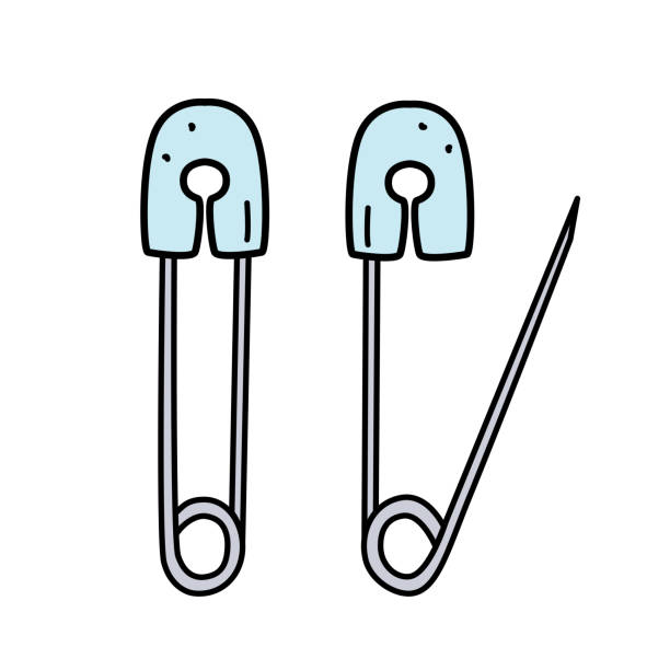 312 Drawing Of The Safety Pins Illustrations & Clip Art - iStock