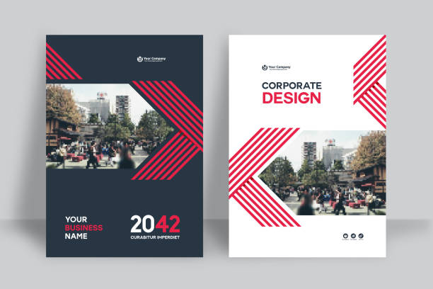 city background business book cover design template - broşür stock illustrations