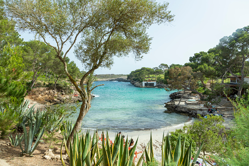 beautiful small beach Cala Mitjana at the east coast of Mallorca, Spain