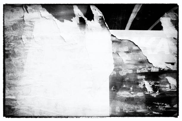 istock Blank white black old ripped torn paper crumpled creased posters grunge textures backdrop backgrounds placard 1406705268