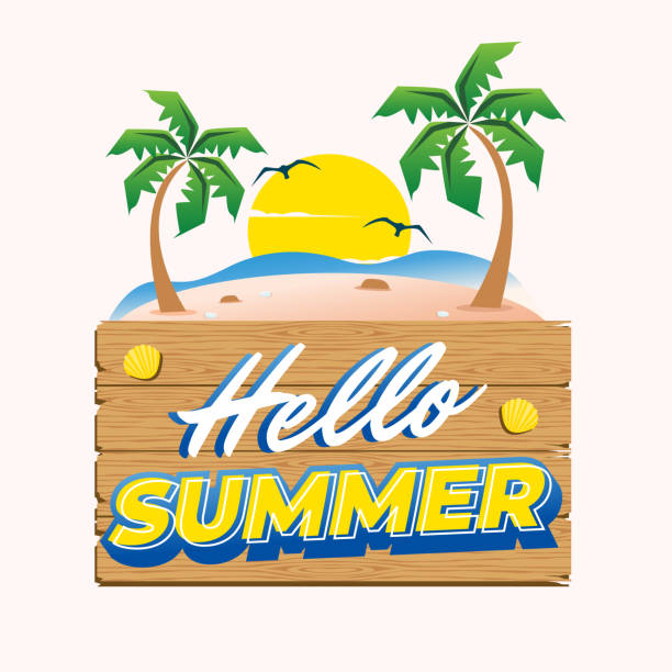 istock Hello Summer Holiday party beach template. Summer beach background. 1406707081