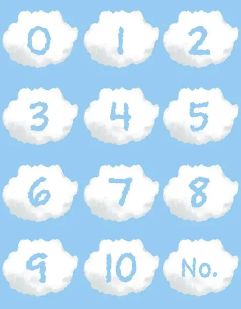 Vector illustration of A set of numbers in a cloud-shaped speech bubble/ illustration material (vector illustration)