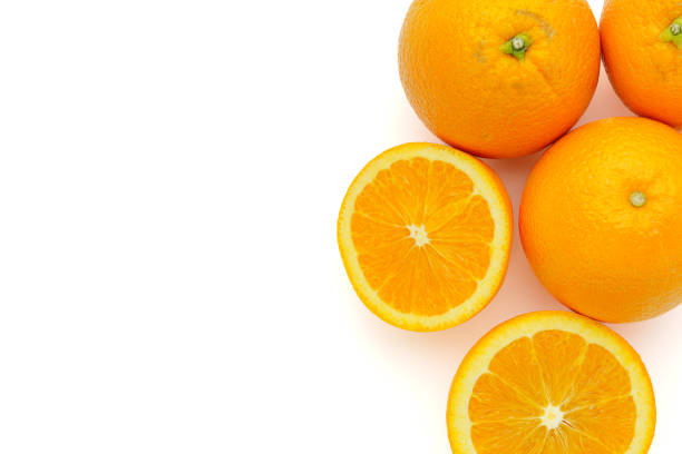 Fresh navel orange on white background