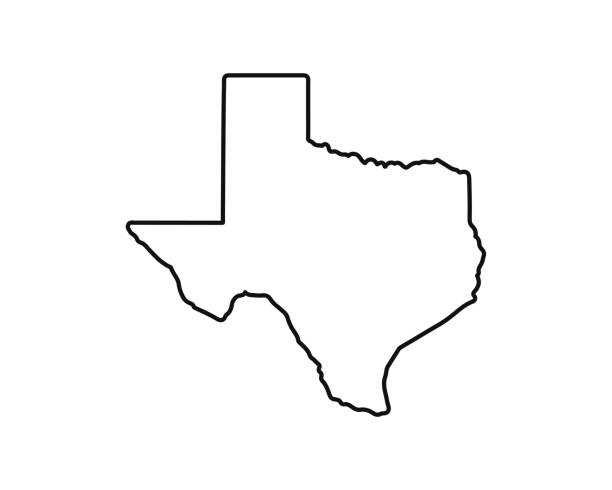 ilustrações, clipart, desenhos animados e ícones de mapa do estado dos eua. símbolo de contorno do texas. ilustração vetorial - texas