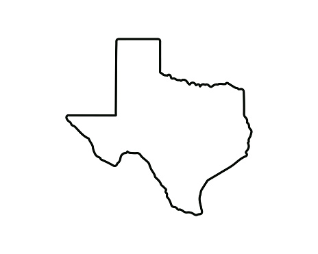 Texas state map. US state map. Texas outline symbol. Vector illustration