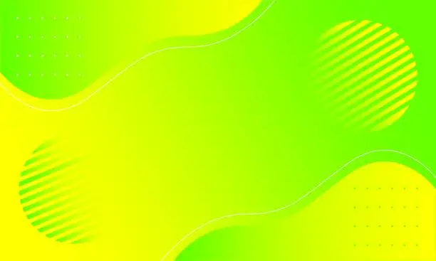 Vector illustration of Green and yellow gradient background with circles and dots. Vector illustration of fashion abstract background. Concept of sports, fashion, technology. Vector illustration
