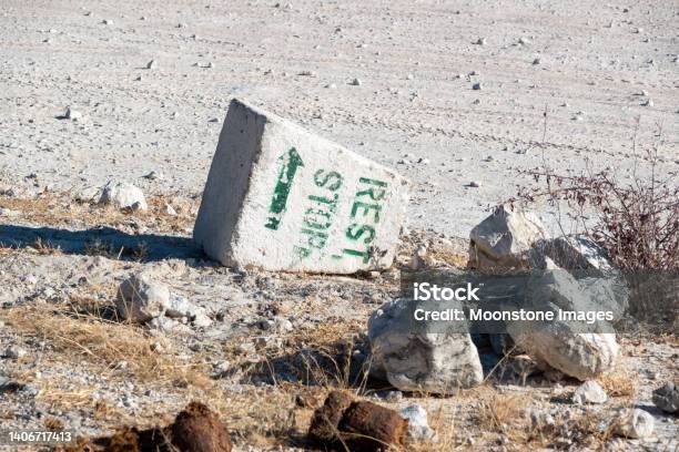Rest Stop Sign At Etosha National Park In Kunene Region Namibia Stock Photo - Download Image Now