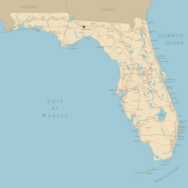 플로리다의 로드맵, 미국 연방 주 - south stock illustrations