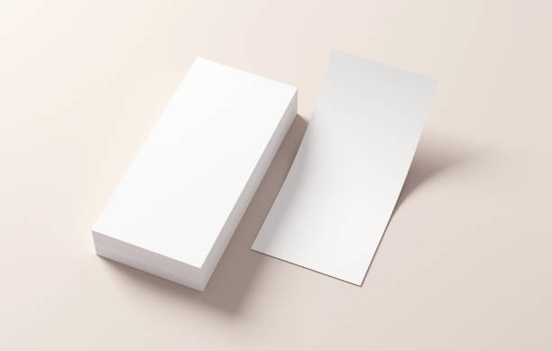 istock Stack of DL flyers mockup blank paper for design presentation. White empty leaflet template isolated on a background in 3D illustration. Stationery concept 1406726046