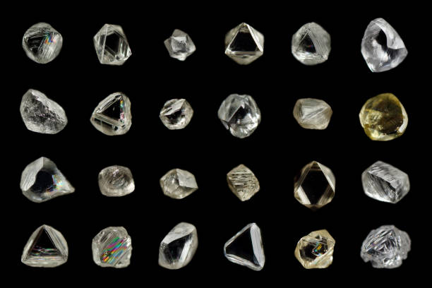 Sample of rough diamond crystals stock photo