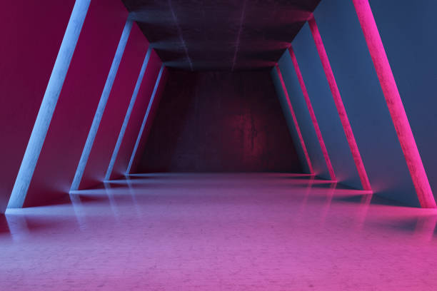 istock Abstract Neon Colored Corridor Red Magenta and Blue Lights 1406726926