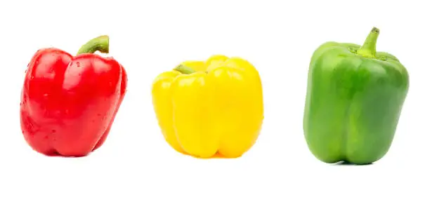 Photo of Set of colored bell peppers isolated
