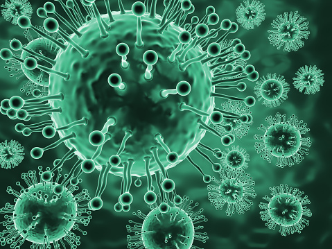 Microscopic image of deadly coronavirus particles