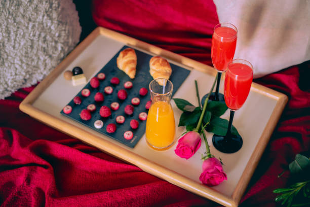 istock Breakfast and desert on red blanket 1406731519