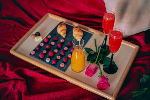 istock Breakfast and desert on red blanket 1406731664