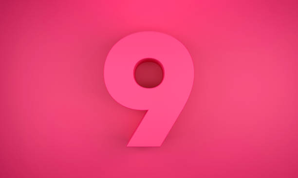 istock Pink color number 9 on the pink background. 1406731953