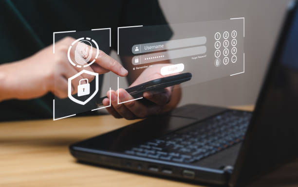 istock Cyber login and password concept with a mobile. Data protection and secure internet access cyber security. secure access to users personal information security and encryption. 2FA 1406736654