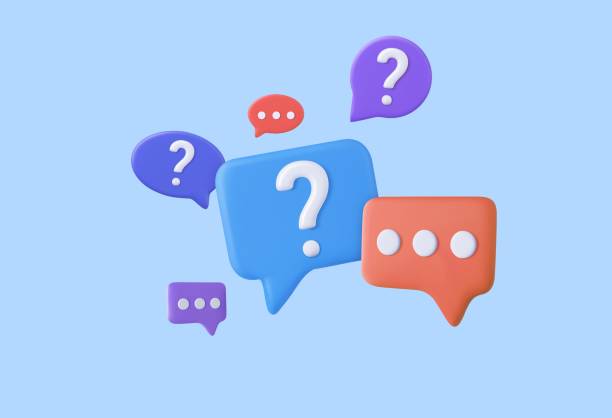 3d speech bubble with question mark. - questions stock illustrations