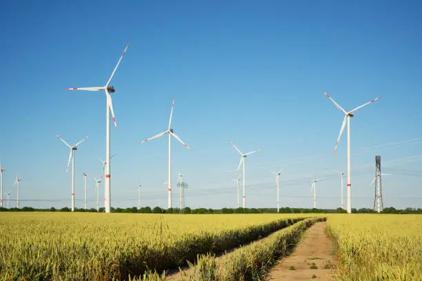 Windpark, wind turbines for renewable energy, sustainable power generation