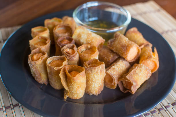 istock Deep fried  sausage in wonton wrappers ,Thai food 1406742375