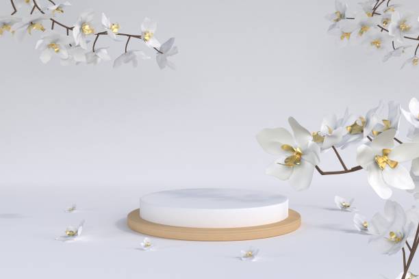 istock Abstract minimal scene, design for cosmetic or product display podium 3d render. 1406742932
